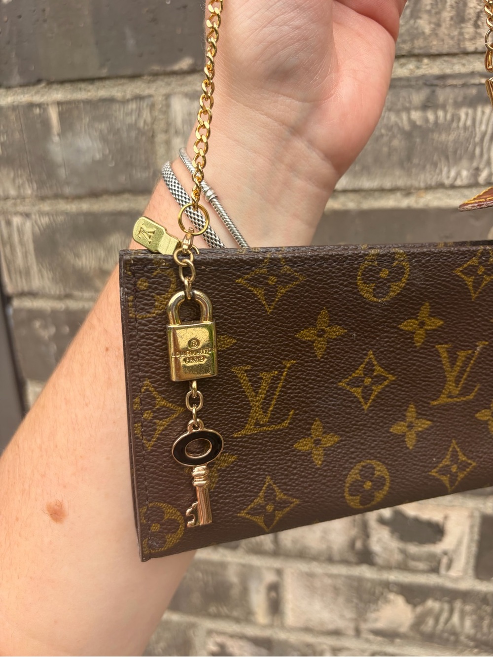 Louis Vuitton Brown Monogram Chain Wristlet with Gold Hardware - Picture 3 of 6